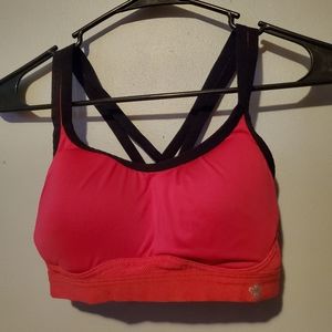 Hot pink athletic bra with black straps size small